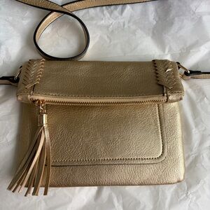 Gold Crossbody Bag with Tassel